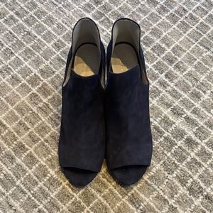 Navy Suede Peep-Toe Women's Shoes